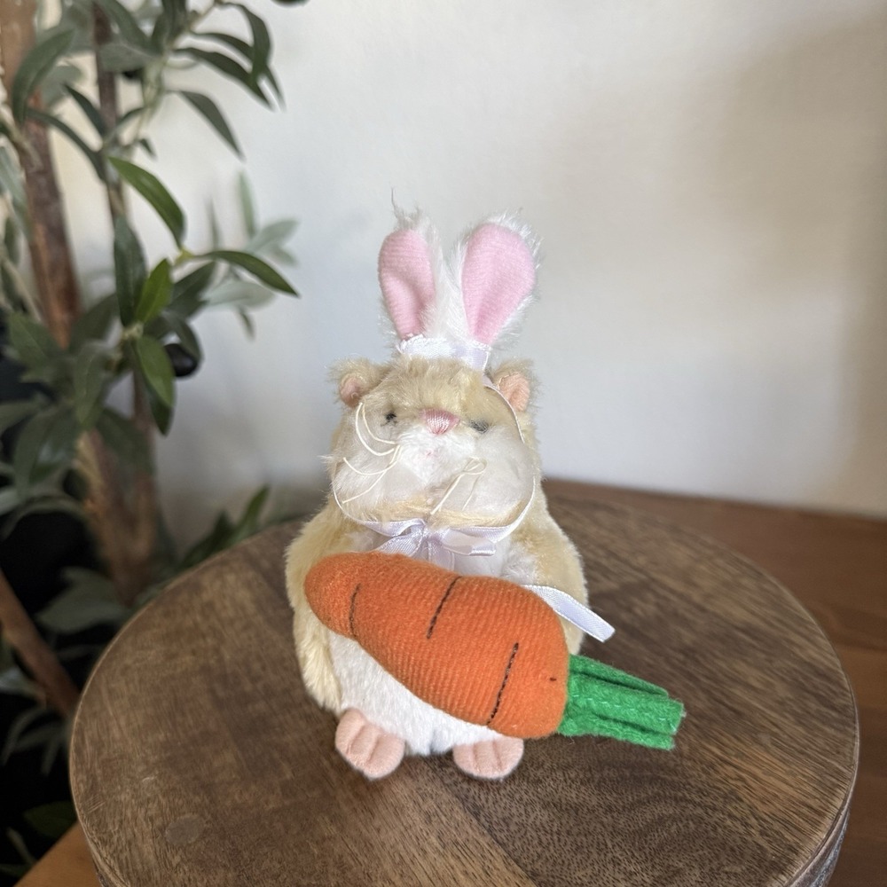 Y2K Ganz Li'l Hamster Bunny Ears "Carrots" Easter Stuffed Mini Plush 5" No Tag